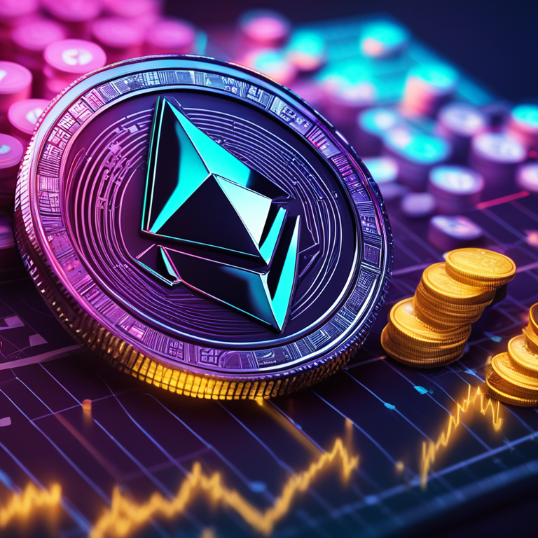 A striking, cyber-themed depiction of a plummeting Ethereum coin against a backdrop of betting chips and a gloomy stock graph, symbolizing declining investor confidence in an Ethereum ETF approval, digital art, trending on Artstation, created by a fusion of financial insights and futuristic aesthetics.