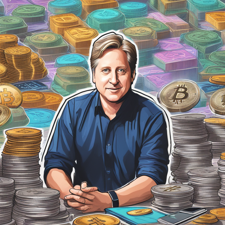 Steve Eisman presenting a compelling analysis on digital screens, a confluence of skepticism and insight within the world of cryptocurrency, hand-drawn digital illustration, vibrant yet defined, a unique blend of realism and creativity, embodying the essence of a financial guru's perspective, Artstation HQ, trending in the realm of financial analysis visualizations.