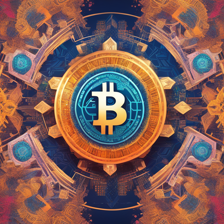 A striking image capturing the essence of digital innovation, featuring abstract representations of Bitcoin and ETF symbols merging into a kaleidoscope of digital wealth, art by renowned digital artists, encapsulated in vibrant colors and intricate patterns, symbolizing Susquehanna International Group's bold investment move, trending on Artstation, digital illustration