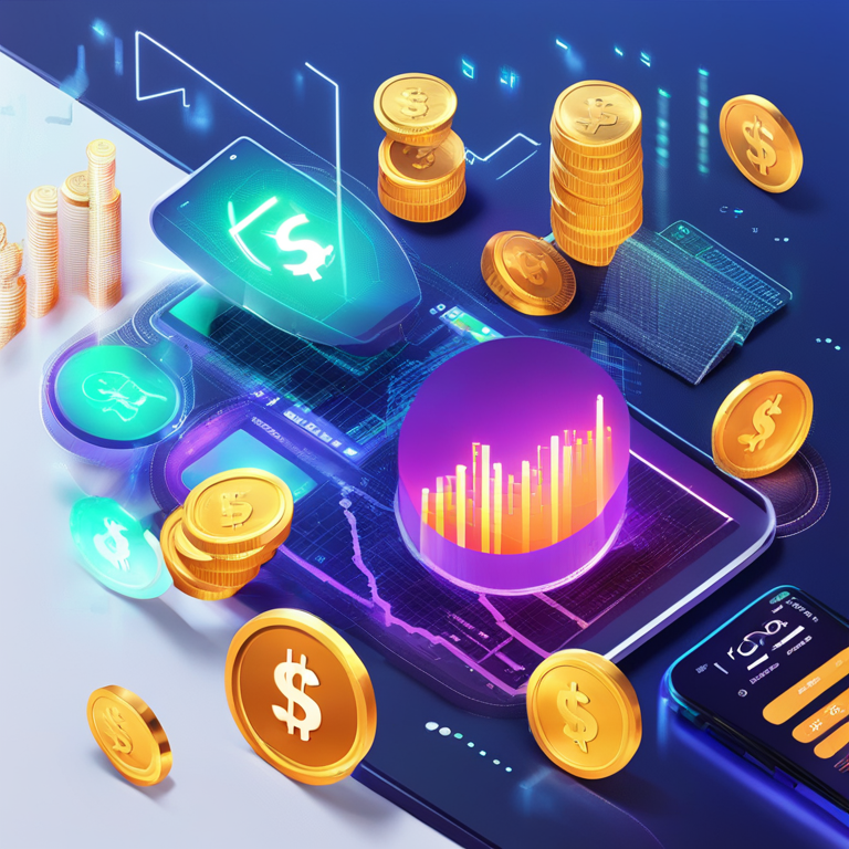 An animated visualization of coins and tokens cascading out of a digital wallet, symbolizing the $5.2 million net outflow from AXS, with a background of rising stock graphs and bullish symbols, digital art, trending on Artstation, created in a vivid color palette, encapsulating the essence of market dynamics and cryptocurrency trends.