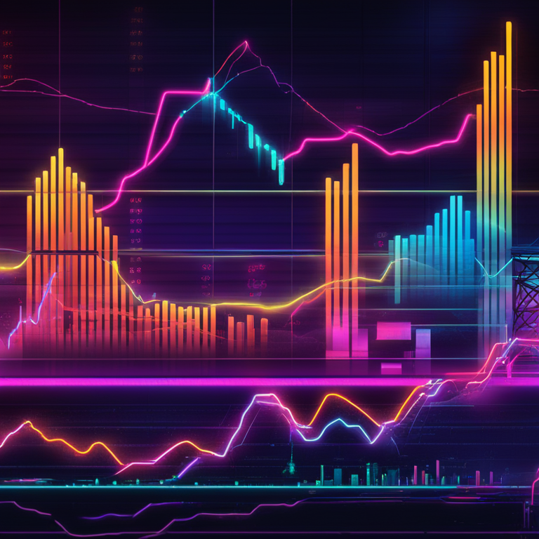 A visually striking chart showcases the dizzying ascent of Perp DEX's trading volumes with neon vectors, glowing against a digital canvas. This hand-drawn digital illustration, a masterpiece trending on Artstation HQ, encapsulates the DeFi sector’s explosive growth, making finance look like art in motion.