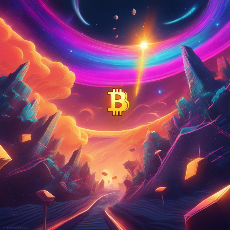 A vibrant digital canvas showcasing a Bitcoin meteor soaring towards a $100K milestone, encapsulating a fusion of optimism and anticipation, digital art sensation on ArtStation, art by leading digital artisans, hand-drawn digital illustration, Artstation HQ, digital art, a spectrum of vivid colors illuminating the pathway to financial nirvana, embodying the spirit of cryptocurrency evolution.