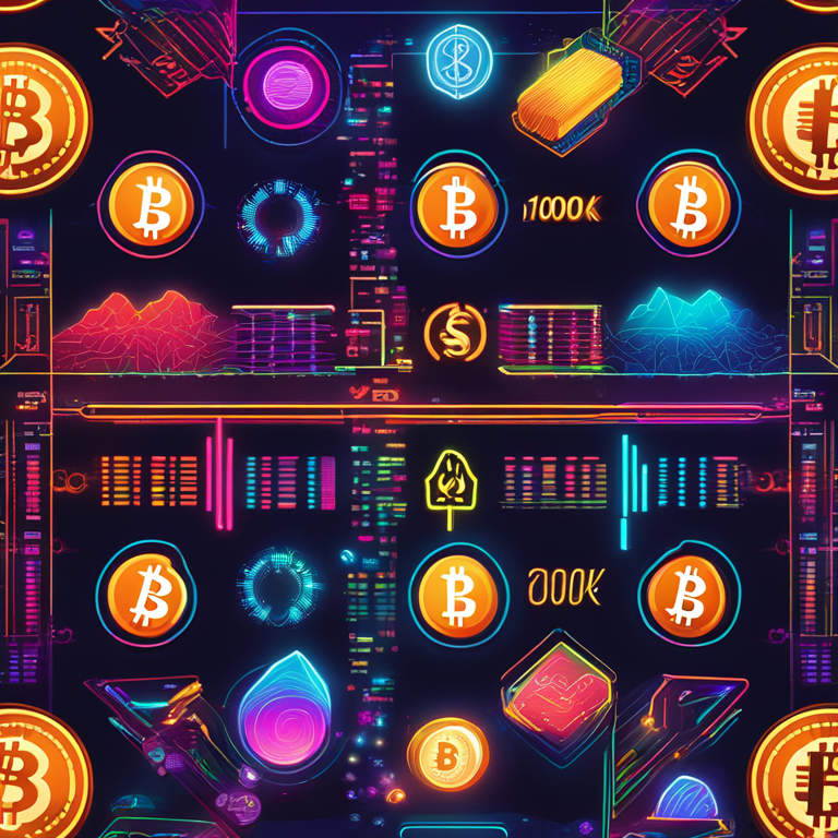 Daring digital illustration depicting Bitcoin's journey towards the $100K milestone, with iconic symbols of finance and digital currency fusion, art by leading digital creators on ArtStation, a visual representation of market volatility and optimism, a kaleidoscope of neon-infused hues that symbolize the vibrant spirit of the cryptocurrency community, leading-edge digital artistry, trending on ArtStation.