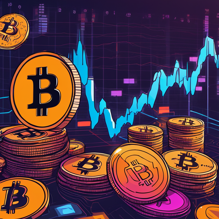 hand-drawn digital illustration representing Bitcoin market analysis, Artstation HQ, digital art, colorful graphs, modern financial charts, detailed, vibrant colors, trendy magazine style