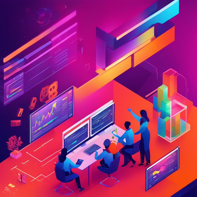 Digital illustration depicting collaboration between Credefi Finance and DWF Labs, high-tech, abstract, vibrant colors, Artstation HQ, digital art