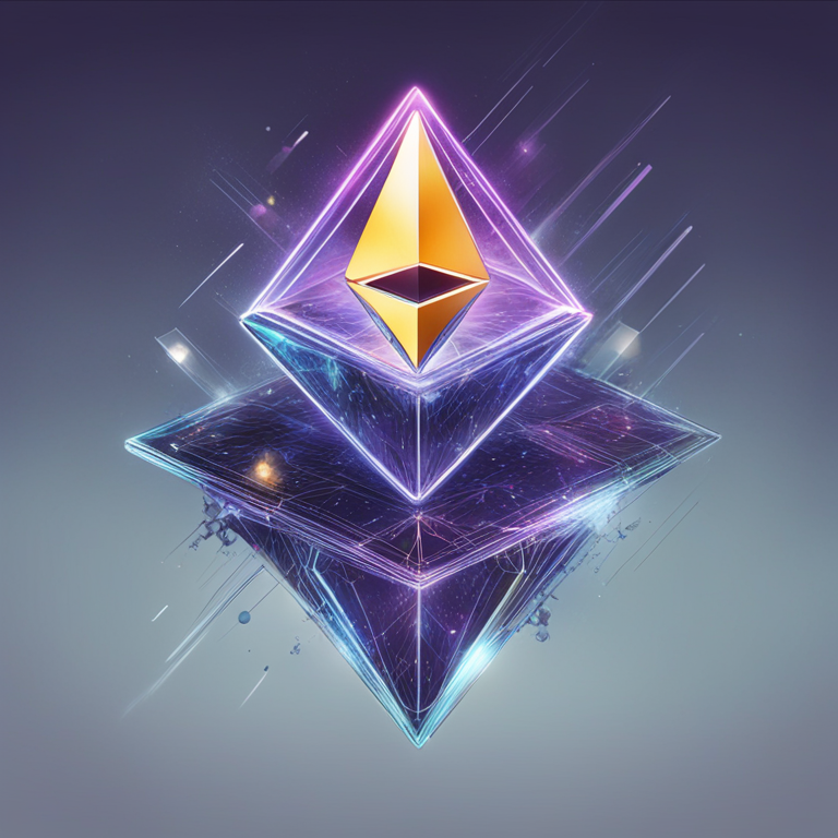 Abstract illustration of Ethereum's gas model evolving into a multi-dimensional structure, futuristic, hand-drawn digital illustration, Artstation HQ, digital art