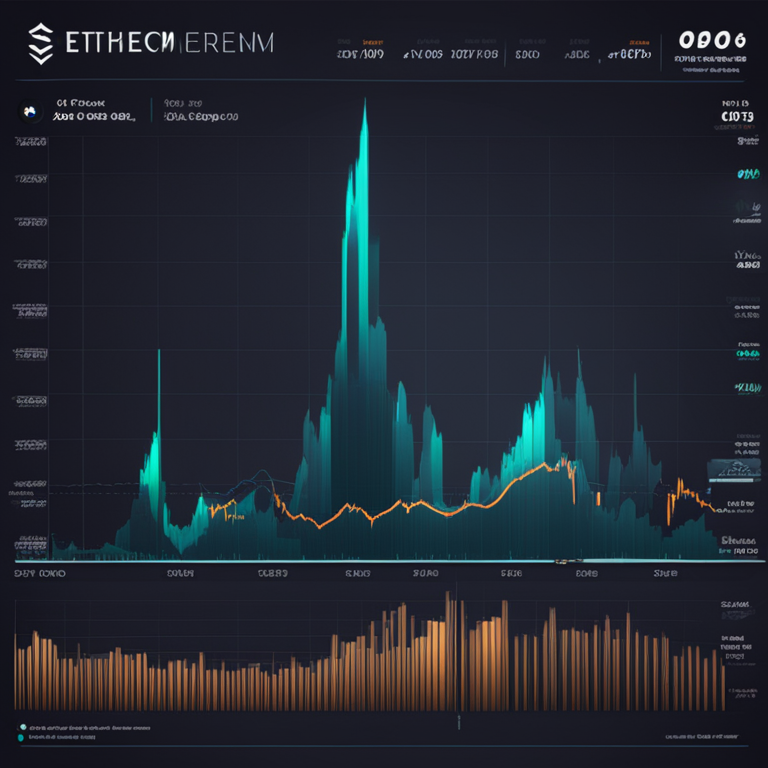 Graph showing Ethereum price predictions and call options data, sleek infographic style, digital art, realistic, Artstation HQ