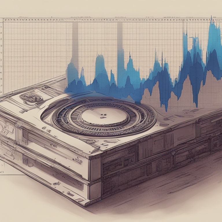 hand-drawn digital illustration, Artstation HQ, digital art, historical performance of XRP, charts and statistical analysis, stable diffusion XL