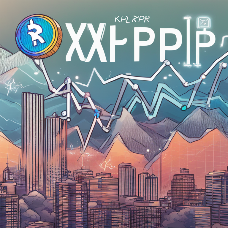 Hand-drawn digital illustration of fluctuating XRP market trends, Artstation HQ, digital art, chart analysis, cryptocurrency surge, trending financial news