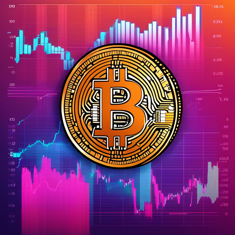 hand-drawn digital illustration of Bitcoin and stock market charts, Artstation HQ, digital art, vibrant colors, high-tech look, trending on Artstation