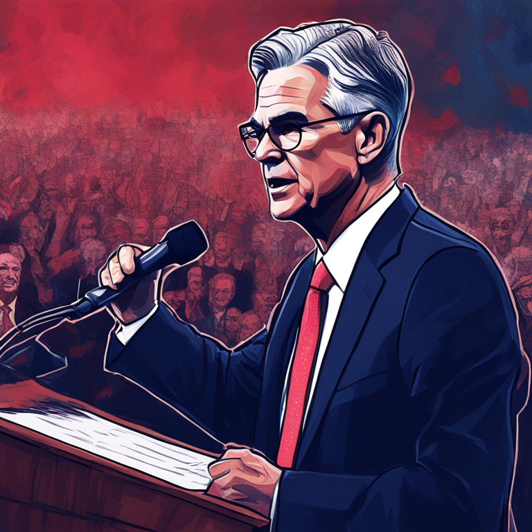 Abstract illustration of Jerome Powell delivering a speech, hand-drawn digital illustration, Artstation HQ, digital art