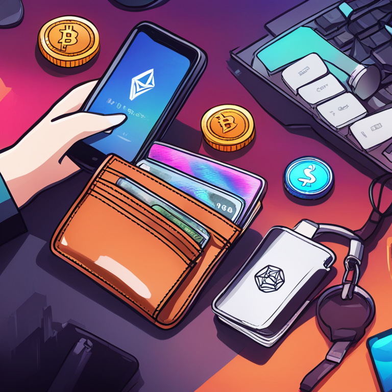 hand-drawn digital illustration of wallets and cryptocurrency transactions, featuring SHIB token, Artstation HQ, modern and dynamic style with vibrant highlights, trending on Artstation