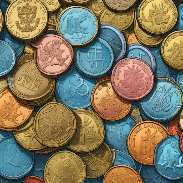 hand-drawn digital illustration of Swedish krona and digital euro coins side by side, Artstation HQ, digital art, currency comparison, vibrant colors, intricate details, trending on Artstation, financial juxtaposition