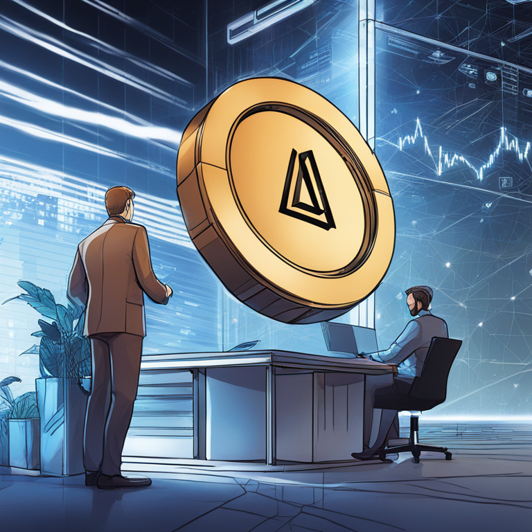 hand-drawn digital illustration of Deutsche Bank and blockchain integration, Artstation HQ, digital art, trending magazine cover style