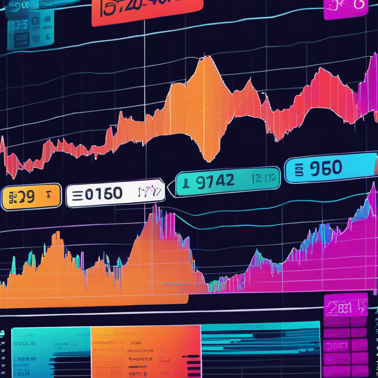 Hand-drawn digital illustration, Artstation HQ, digital art, recent market performance, Ripple cryptocurrency, SEC case impact, Ultra-modern style, colorful financial graphs