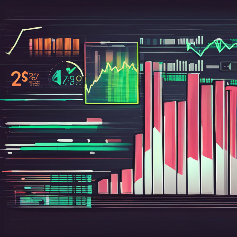 Hand-drawn digital illustration of fluctuating financial data, Artstation HQ, digital art