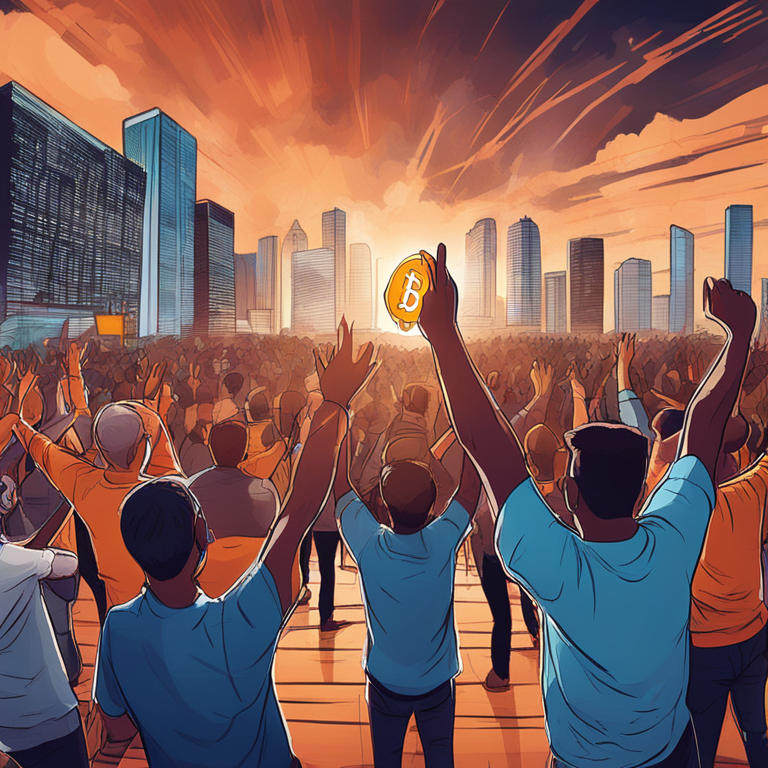 a hand-drawn digital illustration capturing the euphoric rise of Bitcoin and cryptocurrency trading in March, featuring excited traders with skyrocketing graphs and Bitcoin soaring high, Artstation HQ, digital art, trend patterns in financial markets