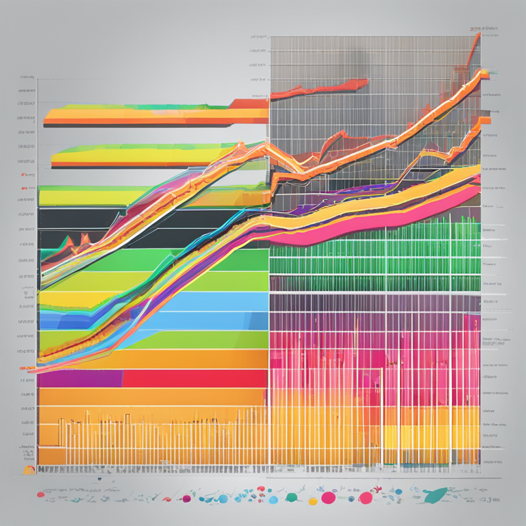 illustration showing progression graph of Bitcoin ETFs, colorful, vibrant, detailed, Artstation HQ, trending digital art, financial trend analysis