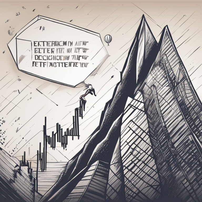 hand-drawn digital illustration, Artstation HQ, digital art, Ethereum ETF decision, cartoonish stock chart climbing and declining, unstable market