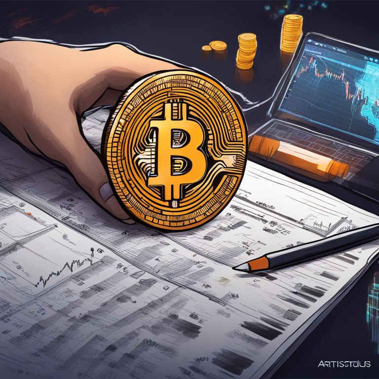 hand-drawn digital illustration of Bitcoin cryptocurrencies and market analysis, Artstation HQ, digital art