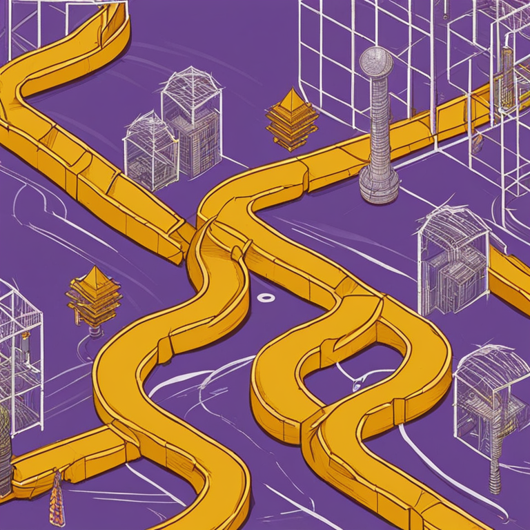 detailed hand-drawn illustration of potential hurdles in Ethereum ETF approval featuring obstacles, Artstation HQ, digital art, abstract, regulatory maze, trending on Artstation