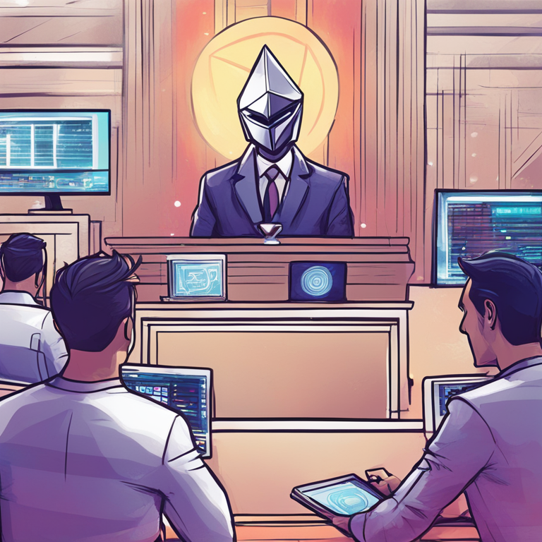 illustration of ethereum ETF approval under scrutiny, hand-drawn digital illustration, Artstation HQ, digital art, abstract, trending on Artstation