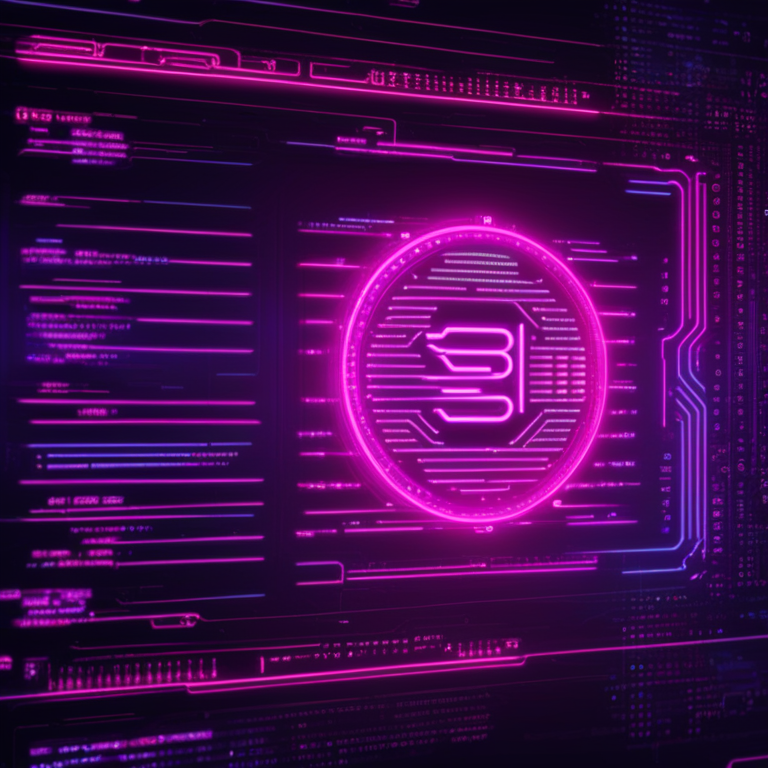 An artistic representation of programming language code on a digital interface, in a neon cyberpunk style, Artstation HQ, digital art