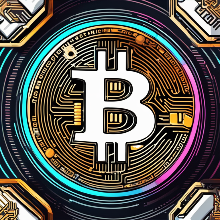 hand-drawn digital illustration of a futuristic Bitcoin coin, Artstation HQ, digital art, sleek modern design, vibrant colors, cryptocurrency theme, trending on Artstation