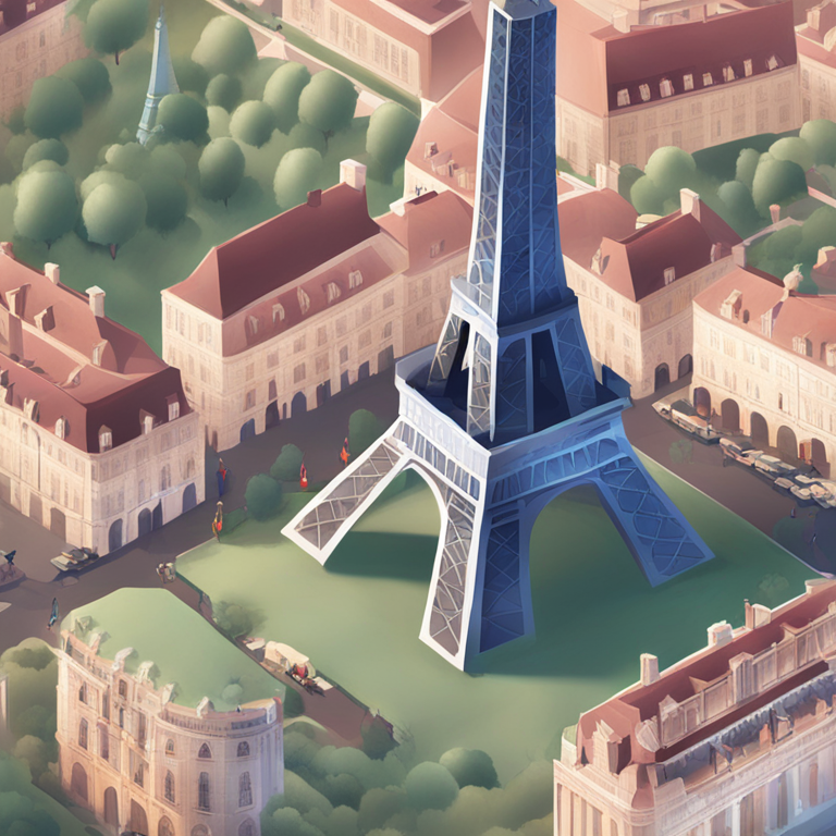 Digital illustration of dynamic France market strategy with Paris landmarks, digital art, trending on Artstation