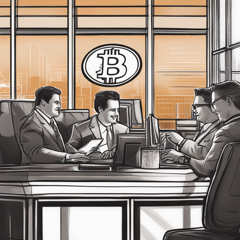 Hand-drawn digital illustration of Wisconsin State Investment Board purchasing Bitcoin, Artstation HQ, digital art