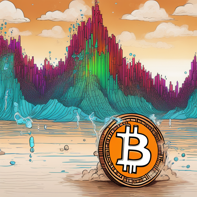 hand-drawn digital illustration of a Bitcoin graph dipping below $62,000, Artstation HQ, digital art, showing potential risk for BTC addresses, vibrant colors, intricate details, trending on Artstation