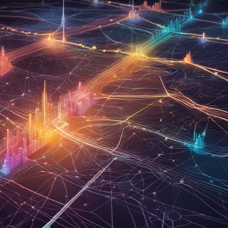 hand-drawn digital illustration of Metcalfe’s Law applied to cryptocurrency adoption, Artstation HQ, digital art, futuristic, detailed, vibrant network nodes, exponential growth curve, abstract, high-tech, magazine style