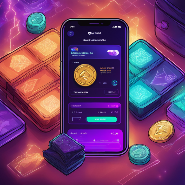 A vibrant digital illustration of a wallet app interface showcasing seamless token swapping, set against a background of decentralized exchange themes, hand-drawn digital art, Artstation HQ