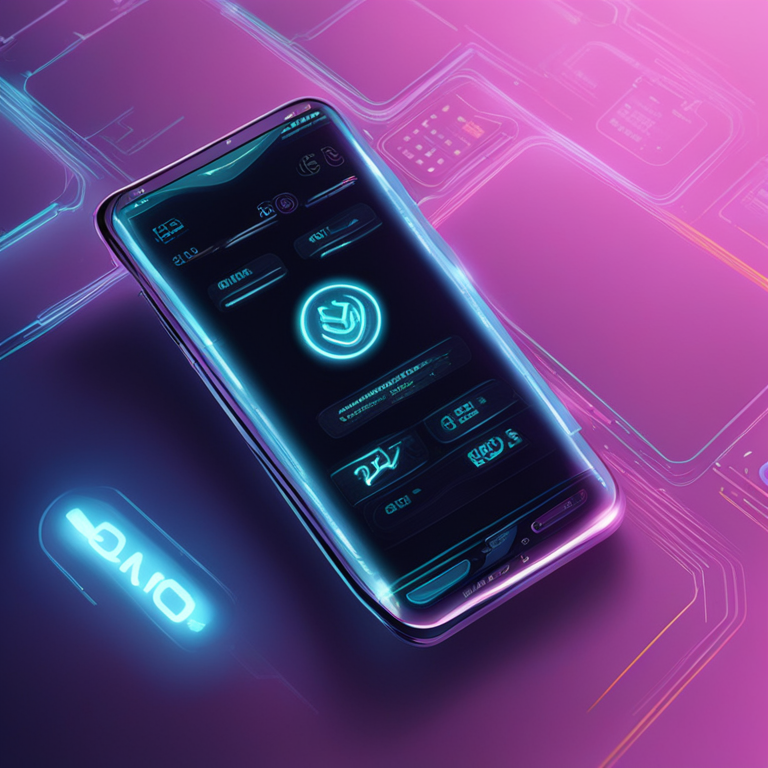 A detailed digital illustration of a sleek, modern digital wallet interface with glowing token symbols, hand-drawn digital illustration, Artstation HQ, digital art