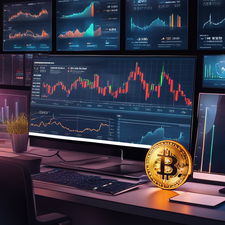 detailed digital illustration of Bitcoin market dynamics with charts and graphs, seen through the lens of advanced analytics, Artstation HQ, complex data visualization, financial growth, crypto analysts at work in a modern office, trading monitors displaying trends