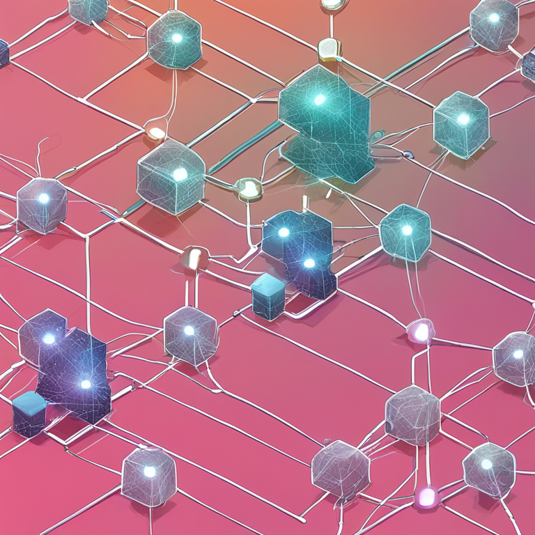 A complex and interconnected blockchain network with various nodes, hand-drawn digital illustration, Artstation HQ, digital art