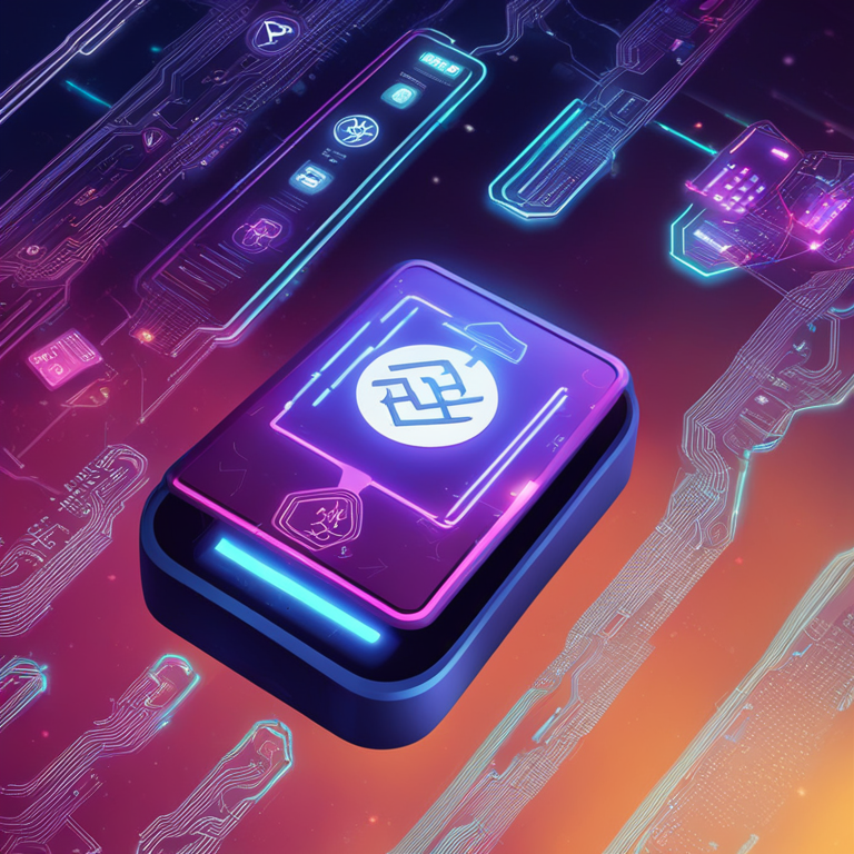 A dynamic digital illustration of a secure digital wallet in a futuristic design, featuring diverse cryptocurrency symbols integrated seamlessly, trending on Artstation, high-tech and modern style