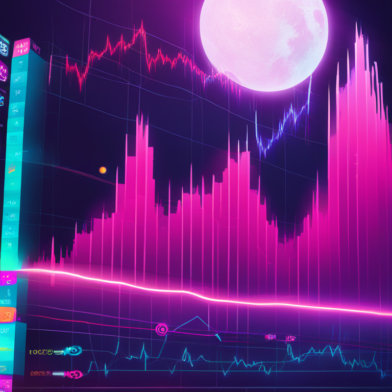 A graph showing the price volatility of ICP token, spiking sharply, hand-drawn digital illustration, Artstation HQ, vibrant colors, modern digital art