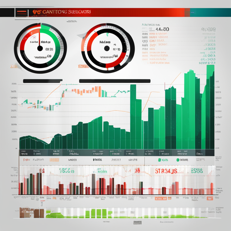 A detailed digital illustration depicting the ICP price chart with an overlay of market sentiment indicators, trending on Artstation, high-tech, modern design, digital art