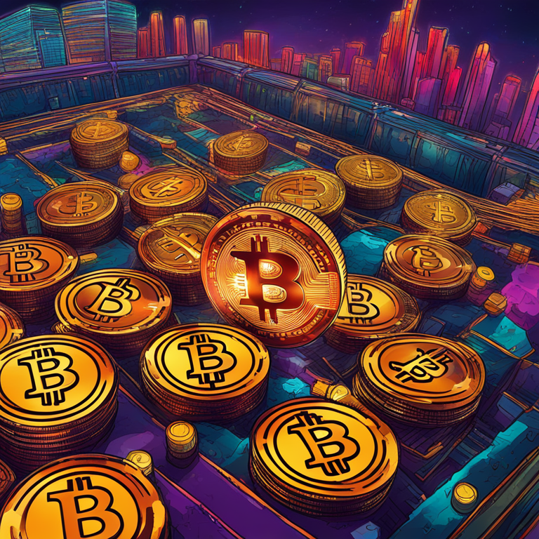 A detailed digital illustration of Bitcoin thriving amidst market volatility, vibrant colors, Artstation HQ, digital art