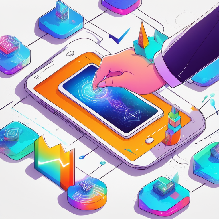 hand-drawn digital illustration, step-by-step process of liquid vesting, tokens being exchanged, digital blockchain interface, colorful arrows, modern digital art, Artstation HQ, new financial technology trends