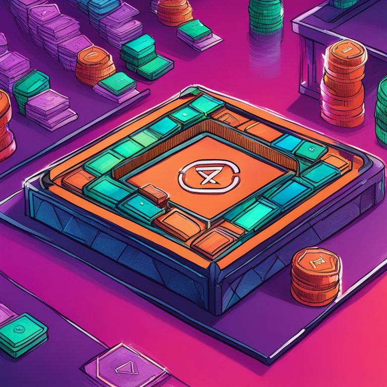 Hand-drawn digital illustration of decentralized exchange platforms with vibrant tokens being traded, Artstation HQ, digital art