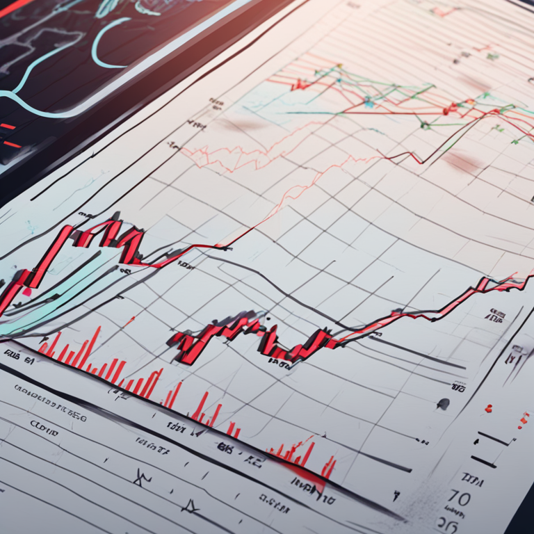 hand-drawn digital illustration, Artstation HQ, digital art, featuring a technical analysis chart with bullish indicators, accumulation lines, and market trends for XRP