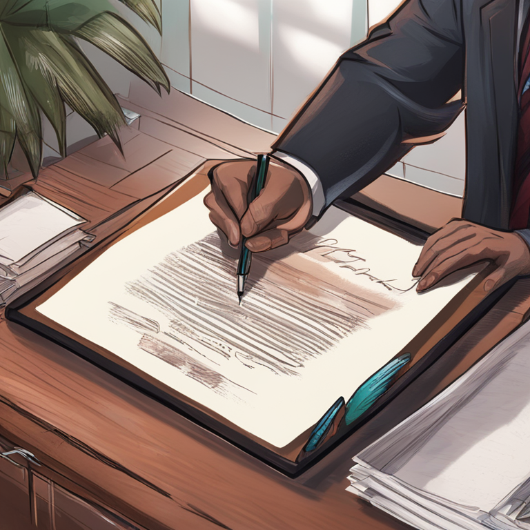 Legal documents being sealed, hand-drawn digital illustration, Artstation HQ, digital art