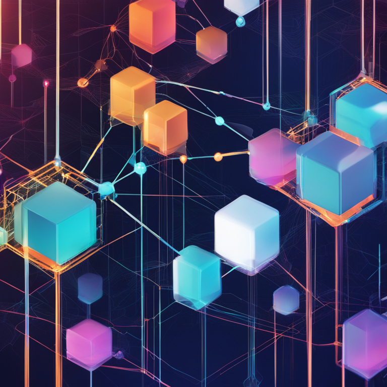 abstract digital illustration of multi-blockchain networks connecting, Artstation HQ, digital art