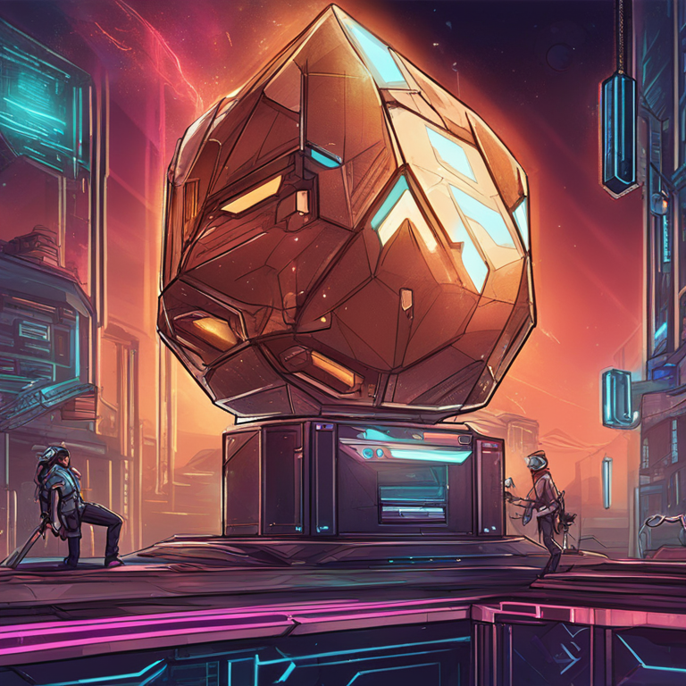 hand-drawn digital illustration, Artstation HQ, digital art, blockchain tokens in a thrilling drop-staking competition, futuristic art style, engaging visuals