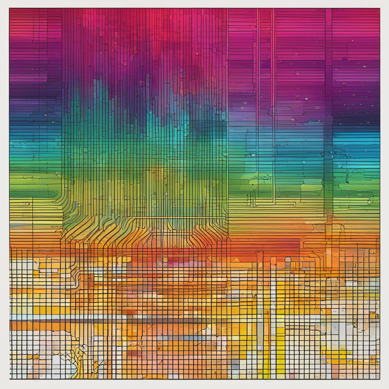 hand-drawn digital illustration, Artstation HQ, digital art of a Bitcoin liquidation heatmap, vibrant colors, abstract graphics, financial data overlay, high resolution