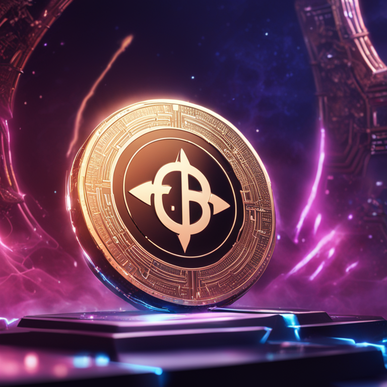 A high-quality digital illustration of a stablecoin being symbolically forged and named BOLD, detailed with futuristic elements, trending on Artstation, digital art, ethereal background