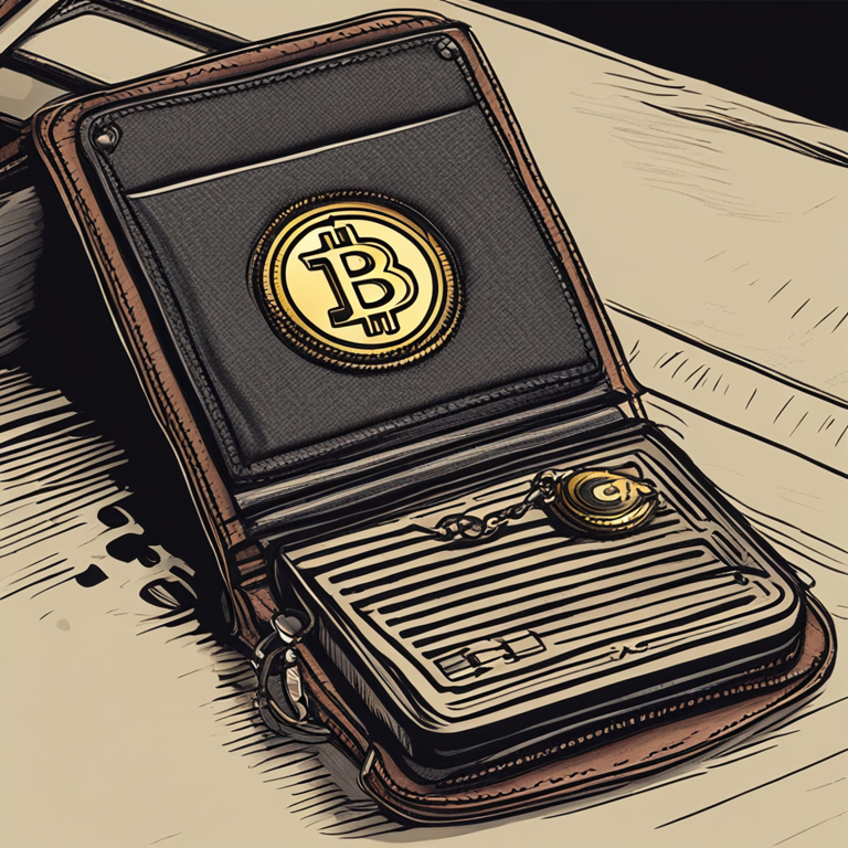 digital illustration of a vintage bitcoin wallet being unlocked after years, hand-drawn digital illustration, Artstation HQ, digital art, trending on Artstation