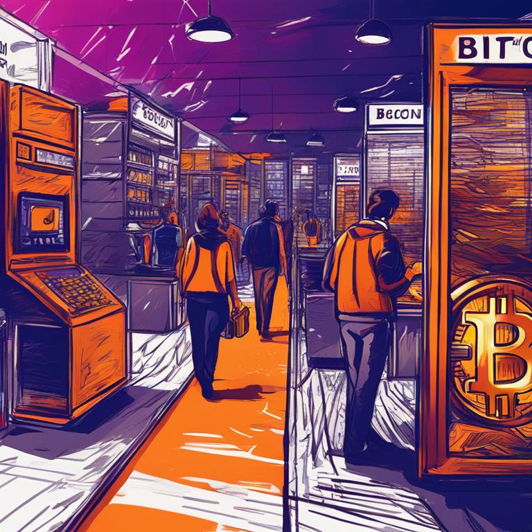 hand-drawn digital illustration, Artstation HQ, digital art, a visual representation of bitcoin market activity and volatile shifts due to vintage wallets, abstract with bold colors